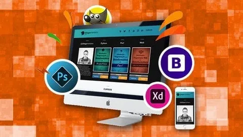 Capa: ▶️ Web Design com Adobe XD, Bootstrap, GIMP, HTML e Photoshop ◀️