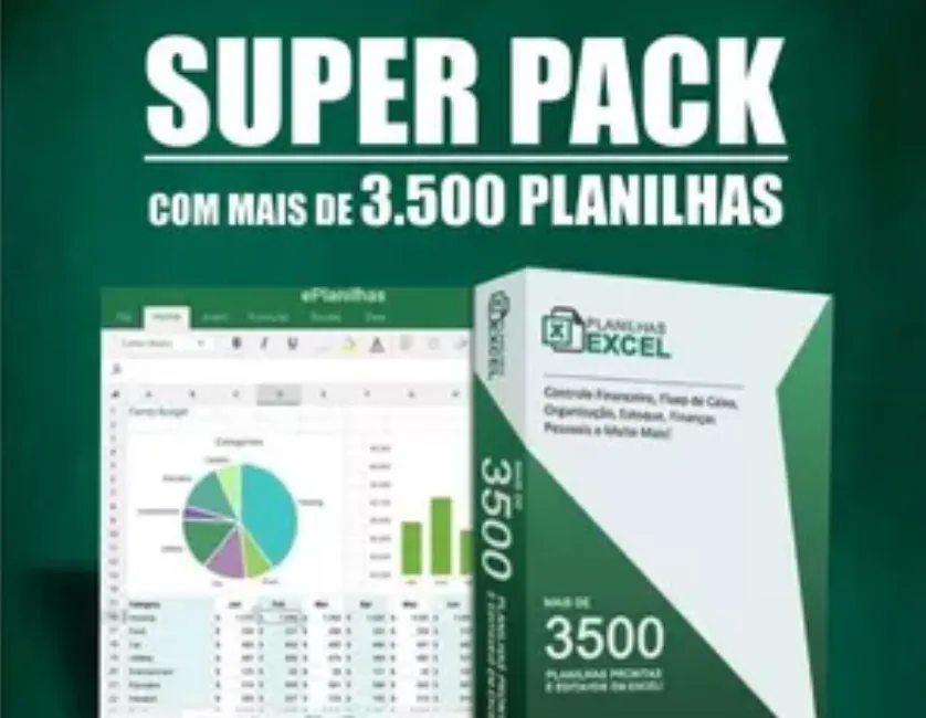 Capa: SUPER PACK COM MAIS DE 3500 PLANILHAS  –  @oreidasplanilhas